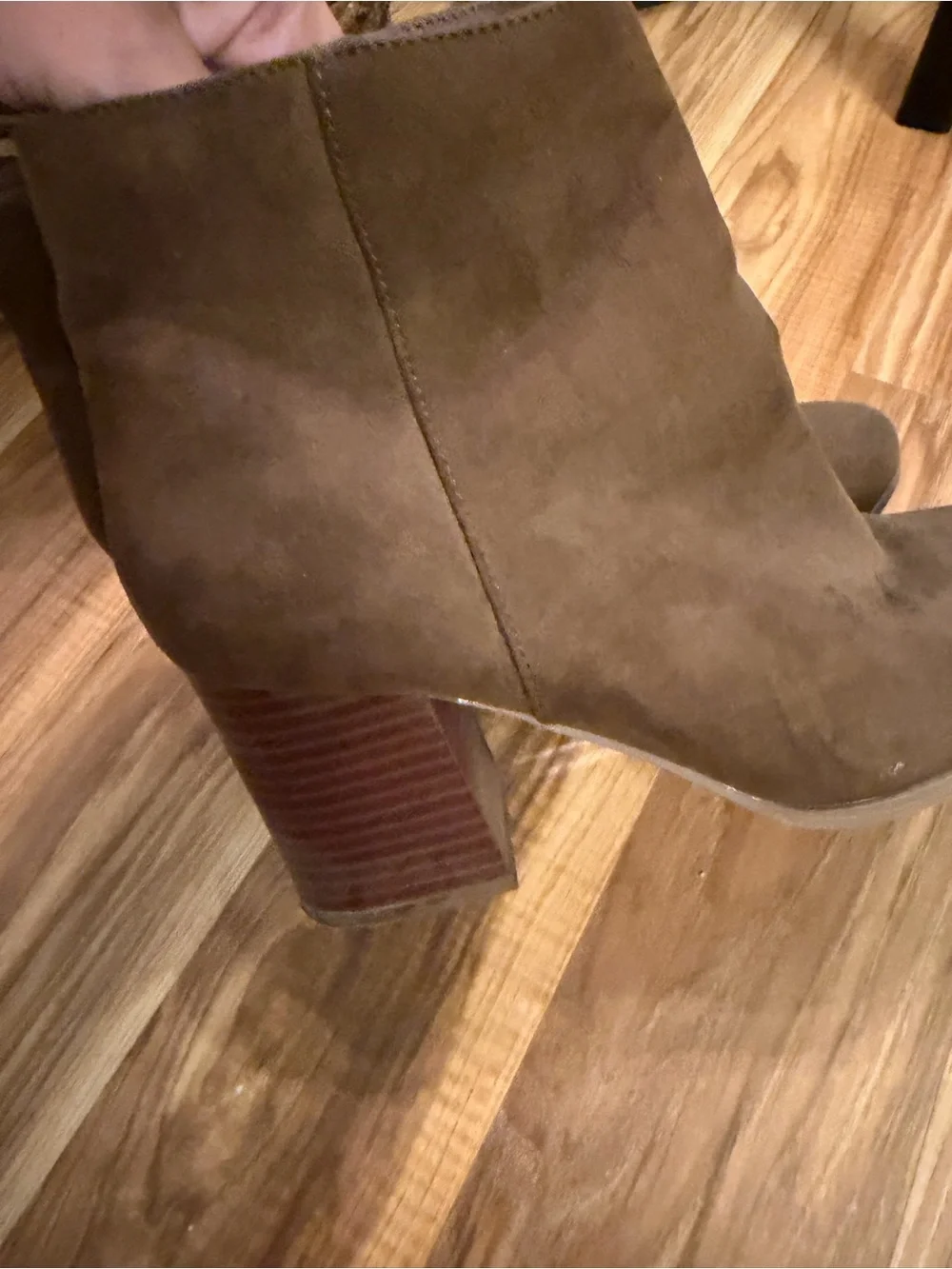 Women's Brown Suede Ankle Boots with Block Heel